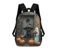 sinyumoney Halloween Black Cat Ghost Pumpkins Backpack School Bag Work Laptop Backpack Rucksack Bag for Boys/Girls/Teenagers 17inch