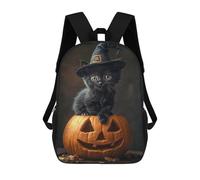 sinyumoney Halloween Black Cat Pumpkin Decoration Kids Backpacks Children Bag,Anime Bag,Large Capacity Kids Backpack, 3D Printed Children's,Student Schoolbag,Kids Boys Girls School Bag 17inch