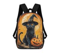 sinyumoney Halloween Black Cat Rucksack Fashion Stationery Backpack Waterproof Casual Daypacks for Men, Women & Teenage Boys 17inch