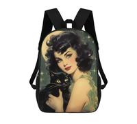 sinyumoney Halloween Black Cat Witch School Backpack Water Resistant Travel Backpack Computer Bag for School/Work/Travel 17inch