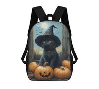 sinyumoney Halloween Black Cat with Pumpkins-6 Backpack School Water Resistant Travel Backpack Computer Bag - Perfect for Travel, Work And Daily Use 17inch