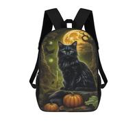sinyumoney Halloween Black Cat with Pumpkins-6 School Backpack Business Laptop Rucksack Bag Unisex Casual Daypack for Men, Women & Teenage Boys 17inch