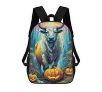 sinyumoney Halloween Bull in Forest -1 School Backpack High Secondary School Bags Casual Backpack for Girls Boys Teenage 17inch