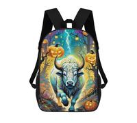 sinyumoney Halloween Bull in Forest School Backpack Computer Rucksack for School/Work/Travel for School/Work/Travel 17inch