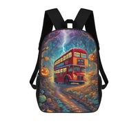 sinyumoney Halloween Bus in Enchanted Forest Kids Children School Backpack Bookbags Casual Travel Rucksack Boys Girls Large Capacity Daypack 17inch