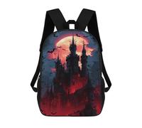 sinyumoney Halloween Castle with Full Moon -3 School Backpack for Girls 17inch Casual Daypack Lightweight Rucksack Boy Girl Backpack for Middle School Students