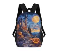 sinyumoney Halloween Castle with Jack-o'-Lanterns -1 School Backpack Secondary Causal Travel High School Bags for Camping Outdoor Adventures And Daily Travel 17inch