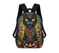 sinyumoney Halloween Cat Artwork Backpack Cartoon Plush Bag, 3D Backpack for Kids School Bag Birthday Gift Idea for Boys And Girls 17inch