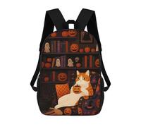 sinyumoney Halloween Cat Pumpkin School Backpack Business Laptop Rucksack Bag Unisex Casual Daypack for Men/Women 17inch