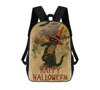 sinyumoney Halloween Cat Violinist School Backpack for Girls Backpack Water Repellent Casual Daypack Lightweight Rucksack Boy Girl School Backpack 17inch
