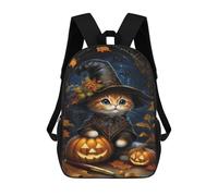 sinyumoney Halloween Cat Witch Costume School Backpack Business Laptop Rucksack Bag Unisex Casual Daypack for Men, Women & Teenage Boys 17inch