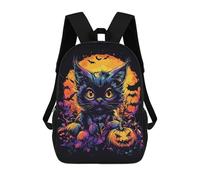 sinyumoney Halloween Cat with Pumpkins And Bats Backpack School Bag Rucksack Casual Daypacks School Work Travel Bag for Girl, Teen Girls 17inch