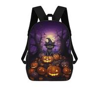 sinyumoney Halloween Cat with Pumpkins School Backpack Lightweight Airport College Students Back Pack for Boys/Girls/Teenagers 17inch