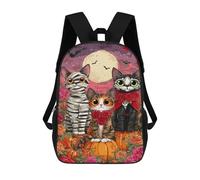 sinyumoney Halloween Cats with Pumpkins-2 Kids School Backpack 3D Printed Backpacks Fashion School Bag Rucksacks for Boys Elementary And Middle School Students 17inch