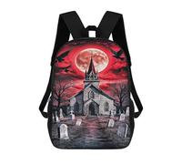 sinyumoney Halloween Church Scene Backpack School Daypacks Business Backpack Water Resistant Bookbag for Girls Boys Teenage 17inch