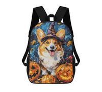 sinyumoney Halloween Corgi with Pumpkins-1 School Backpack Large School Backpack for Boys for Campus Outdoor Travel Sports 17inch