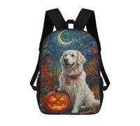 sinyumoney Halloween Dog with Jack-o'-Lantern-4 Kids School Backpack 3D Printed Fashion School Bag Casual School Bag for Boys Elementary And Middle School Students 17inch