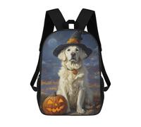 sinyumoney Halloween Dog with Jack-o'-Lantern-5 Rucksack School Secondary High School College Backpack Travel for Campus Outdoor Travel Sports 17inch