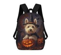 sinyumoney Halloween Dog with Pumpkins Backpack School Computer Rucksack for School/Work/Travel- Perfect for Travel, Work And Daily Use 17inch