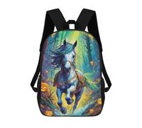 sinyumoney Halloween Forest Horse 3D Printed School Bag Children's School Backpack Schoolbags Travel Backpacks Casual Fashion Bag for Kids School Students 17inch
