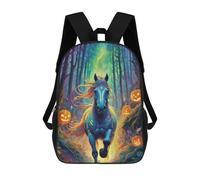 sinyumoney Halloween Forest Unicorn Backpack for School 3D Printed Boys Girls School BagChildren Bookbag Travel Rucksack 17inch