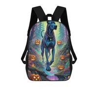 sinyumoney Halloween Forest with Great Dane Fashion Student School Backpack Suitable for Boys Girls Kids Casual Outdoor Travel Essential Daypack 17inch