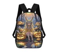 sinyumoney Halloween Forest with Pumpkins Kids Backpacks,3D Personalized School Bookbags for Boys Girls Large Schoolbags Casual Daypack 17inch
