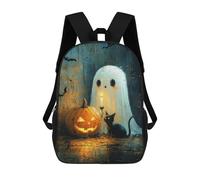 sinyumoney Halloween Ghost And Pumpkin Scene Backpack School Bag High Secondary School Bags Casual Backpack - Perfect for Travel, Work And Daily Use 17inch