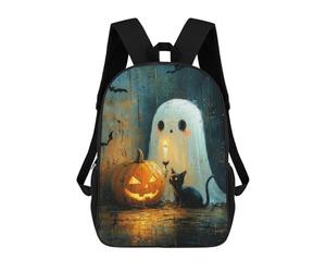 sinyumoney Halloween Ghost And Pumpkin Scene Backpack School Bag High Secondary School Bags Casual Backpack - Perfect for Travel, Work And Daily Use 17inch