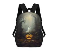 sinyumoney Halloween Ghost And Pumpkin Scene Kids Backpack Girls 3D School Bags Children's 17 Inch Rucksack Toddler Schoolbag,Casual Daypacks Fashion Bookbag Bag