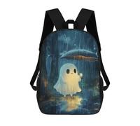sinyumoney Halloween Ghost in The Rain Backpack School Bag Large Water Resistant Laptop Backpack for School/Work/Travel 17inch
