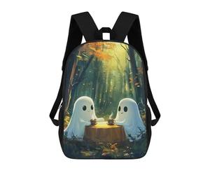 sinyumoney Halloween Ghost Tea Party School Bags Computer Rucksack for School/Work/Travel for Girls Boys Teenage 17inch