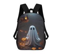 sinyumoney Halloween Ghost with Lanterns Kids Backpack 17 Inch School Bag 3D Printed Cartoon School Backpacks for Boys And Teenager School Students