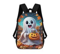 sinyumoney Halloween Ghost with Pumpkin 17 Inch Kids Backpack Fashion Fun Backpack Book Bag for Boys And Teenager 3D Printed for Boys