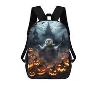 sinyumoney Halloween Ghost with Pumpkins-2 Backpack Kids School Bag Boys Cartoon 3D Print Students Schoolbag Laptop Daypack for Boys Girls 17inch