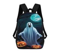 sinyumoney Halloween Ghost with Pumpkins Backpack Cartoon Plush Bag, 3D Backpack for Kids School Bag Birthday Gift Idea for Boys And Girls 17inch