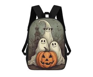 sinyumoney Halloween Ghosts And Pumpkin Backpack School Rucksack Casual Daypacks School Work Travel Bag for Girl, Teen Girls 17inch