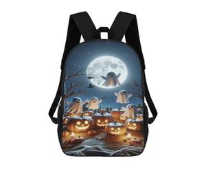 sinyumoney Halloween Ghosts And Pumpkins-3 School Bags School Secondary High School College Backpack Travel for Girl, Teen Girls 17inch