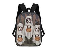 sinyumoney Halloween Ghosts Trick-or-Treating 3D Printed Kids Backpacks Boys Fashion School Bag Travel Backpacks School Bags for Boys Elementary School Students 17inch