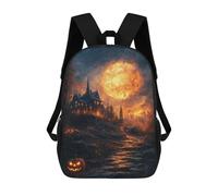 sinyumoney Halloween Haunted House -18 Children's Backpacks School Backpack 3D Printed for Kids Travel Rucksacks Book Bags Kids 17inch School Bag