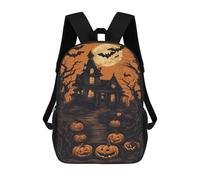 sinyumoney Halloween Haunted House -3 School Backpack Fashion Stationery Backpack Waterproof Casual Daypacks for Men/Women 17inch