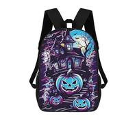 sinyumoney Halloween Haunted House Backpacks Kids School Backpack School Bag 3D Printed School Bag for Boys Elementary And Middle School Students 17inch
