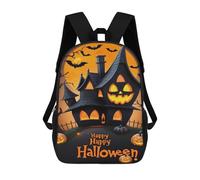 sinyumoney Halloween Haunted House Decor Backpack School Bag High Secondary School Bags Casual Backpack - Perfect for Travel, Work And Daily Use 17inch