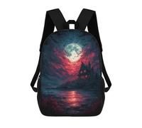 sinyumoney Halloween Haunted House Scene -1 Backpack School Computer Rucksack for School/Work/Travel- Perfect for Travel, Work And Daily Use 17inch