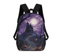 sinyumoney Halloween Haunted House Scene -2 Backpack School Bag Lightweight Airport College Students Back Pack for School/Work/Travel 17inch