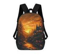 sinyumoney Halloween Haunted House Scene -4 Backpack Cartoon Plush Bag, 3D Backpack for Kids School Bag Birthday Gift Idea for Boys And Girls 17inch