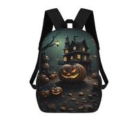 sinyumoney Halloween Haunted House Scene Rucksack Daypacks Business Backpack Water Resistant Bookbag for Girl, Teen Girls 17inch