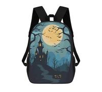 sinyumoney Halloween House 3D Printed Kids School Bag Rucksacks Children's School Fashion Casual Back Pack High Capacity Travel Book Bags Backpack for Kids 17inch