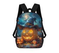 sinyumoney Halloween Jack-o-Lantern with Hat School Backpack Water Resistant Computer Rucksack- Perfect for Travel, Work And Daily Use 17inch