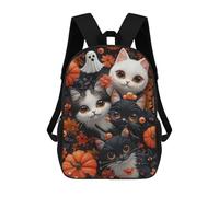 sinyumoney Halloween Kittens Backpack School Bag Lightweight Airport College Students Back Pack for Men/Women 17inch